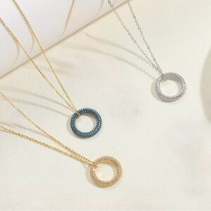 14K Gold Plated Pave Pendant Necklace NWT